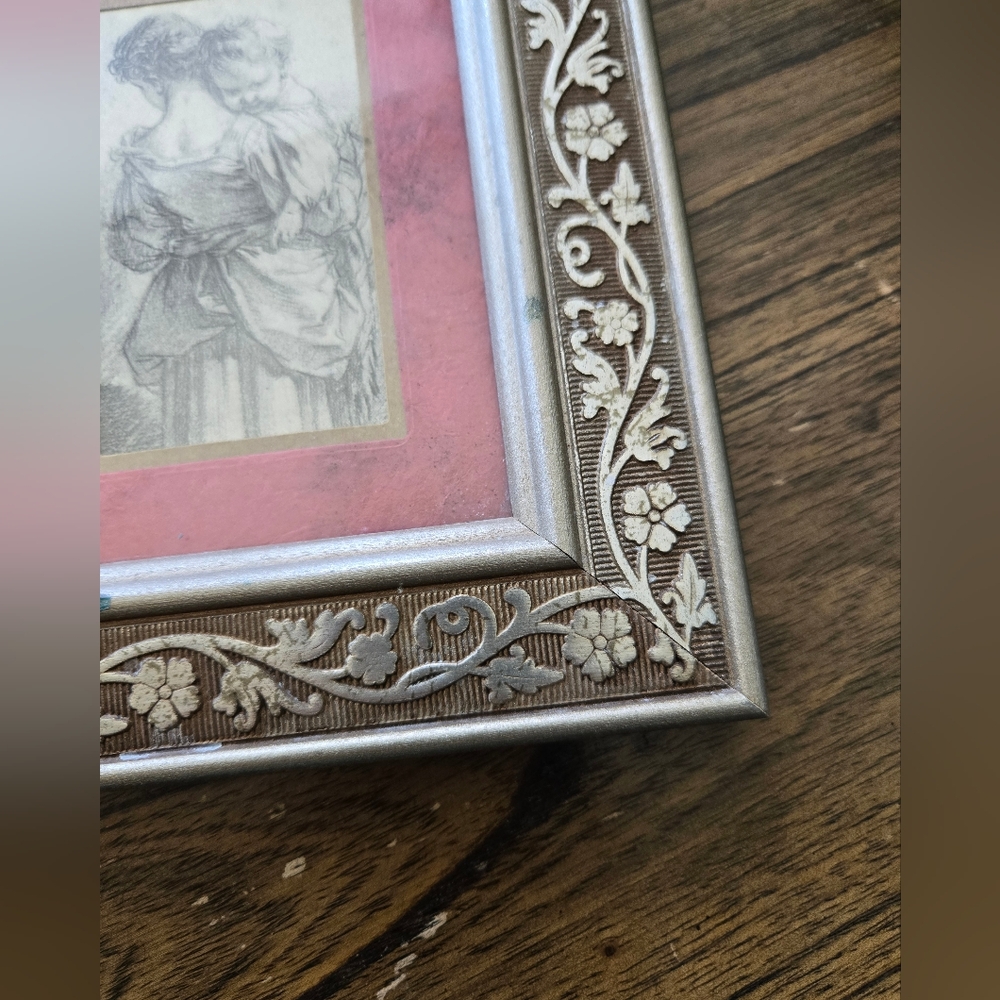 Vintage Mother And Child Sketch Framed Artwork - Picture 3 of 5